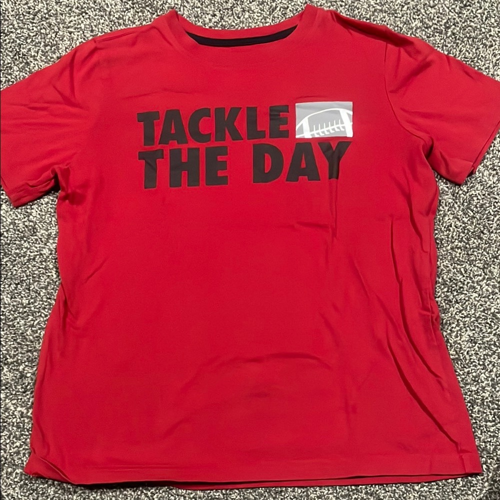 Xersion Red and Black Short Sleeve Tee Tackle the Day